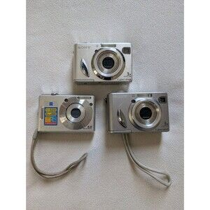 LOT of 3 Sony Cyber-Shot DSC-W7, DSC-W5, DSC-W30 Digital Cameras Carl Zeiss